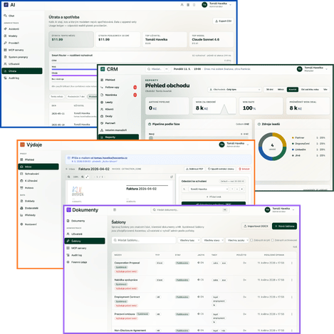 Ascenta — rodina aplikací CRM, Výdaje, Dokumenty a AI